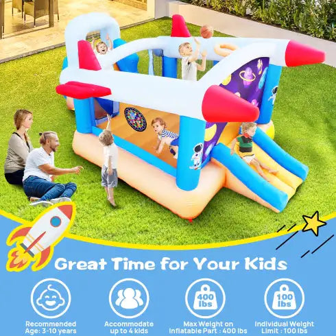 6 In 1 Outdoor Indoor Inflatable For Kids Target Ball Basketball Slide With Blower