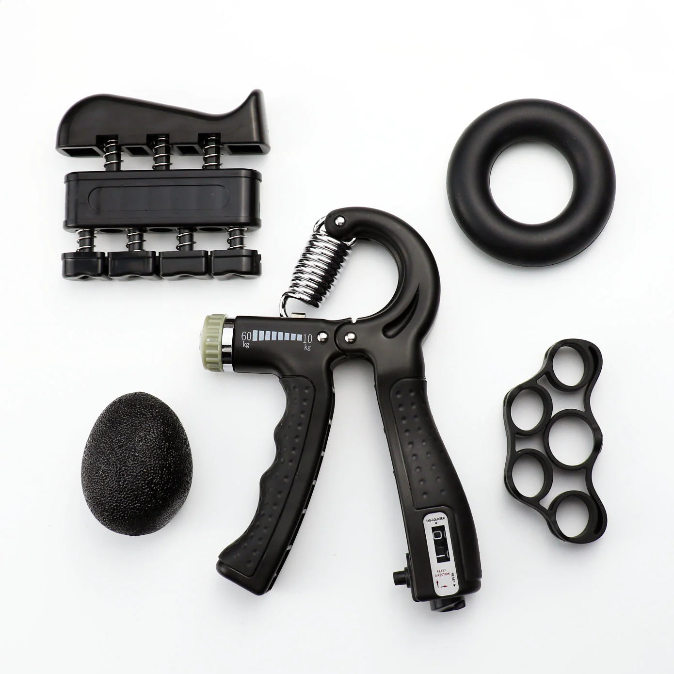 6pc Adjustable Hand Grip Strength Trainer Kit with Finger Exerciser