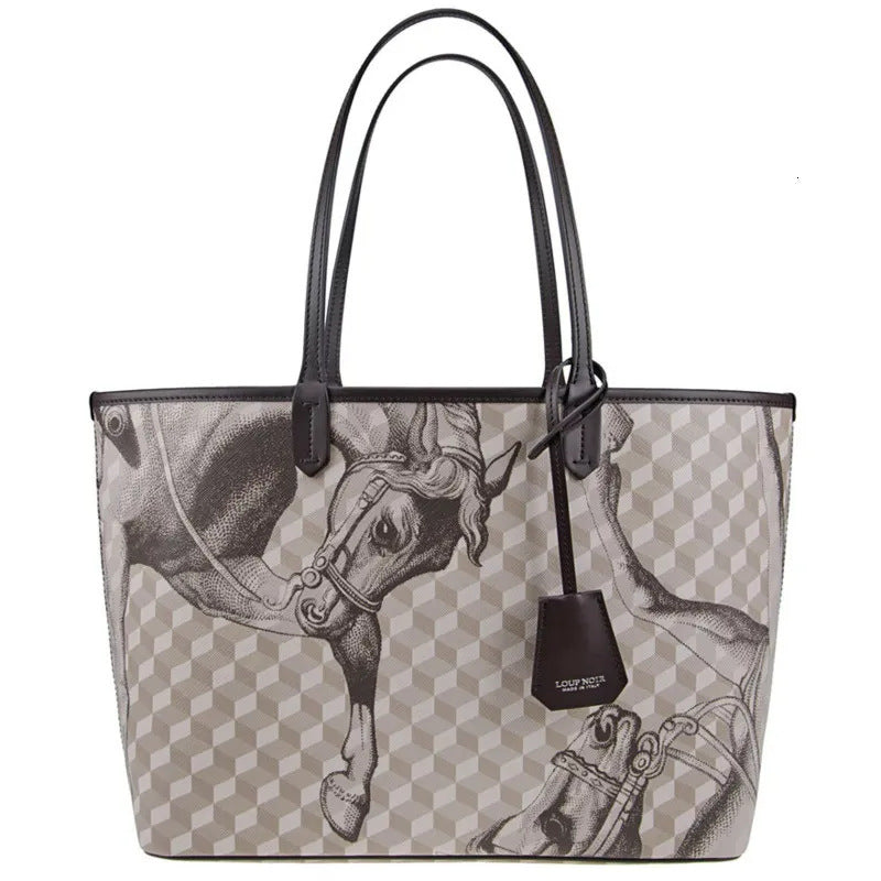 LOUP NOIR Italian Leather Tote Bag for Women Famous Brands Bag Casual Totes Large Capacity Noir Shoulder Bags Women's Bags High Quality
