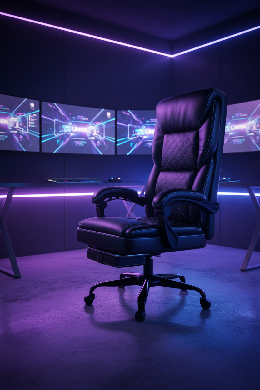 Gaming Chair, Office Chair With Inflatable Lumbar Support, Ergonomic Comfortable Wide Computer Chair With Footrest And Linked Soft Armrests, High Back 3D Enveloping Seat Cushion