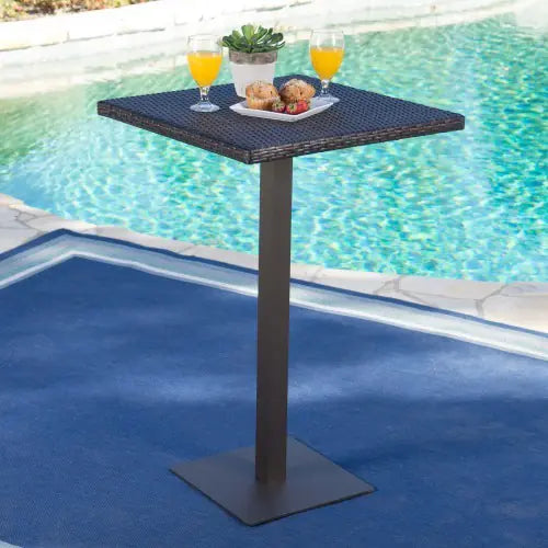 Home Outdoor 26" Wicker Square Bar Table, Multibrown