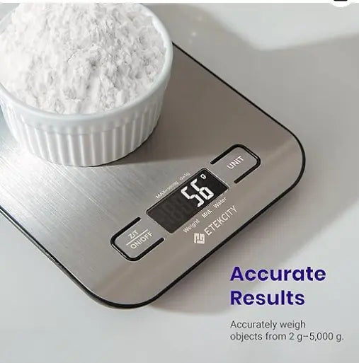Rechargeable Food Kitchen Scale, Digital Grams and Ounces for Weight Loss, Baking, Cooking, Keto and Meal Prep, LCD Display,