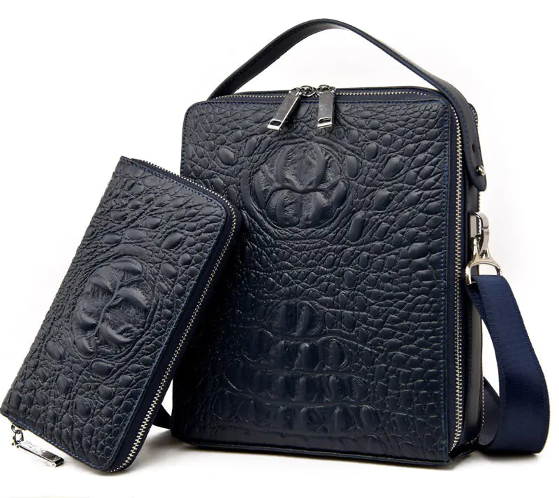 Genuine Leather Crocodile Pattern Handbag