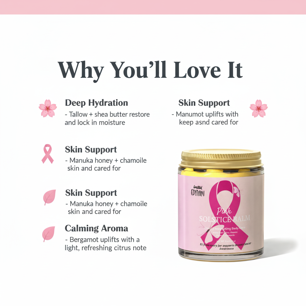Solstice Honey Tallow Body Balm | Pink Ribbon Edition