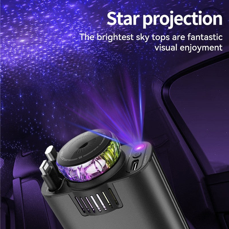 5 in 1 Retractable Car Charger with Aromatherapy and Starlight, USB C Car Charger Adapter, 69W Fast Charging Cars Phone Chargers, Cars Air Freshener Compatible for iPhone and Android