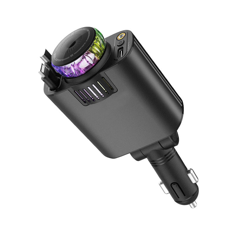 5 in 1 Retractable Car Charger with Aromatherapy and Starlight, USB C Car Charger Adapter, 69W Fast Charging Cars Phone Chargers, Cars Air Freshener Compatible for iPhone and Android