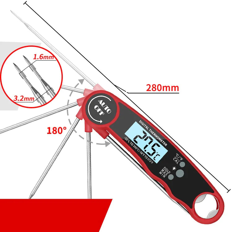 Grillers Digital Meat Thermometer - Instant Read Food Thermometer for Cooking Grilling Air Fryer Griddle Probe Kitchen Gadgets Essentials BBQ Accessories Grill Gifts for Mom and Dad