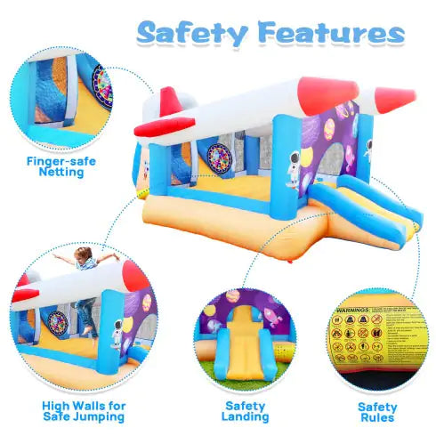 6 In 1 Outdoor Indoor Inflatable For Kids Target Ball Basketball Slide With Blower
