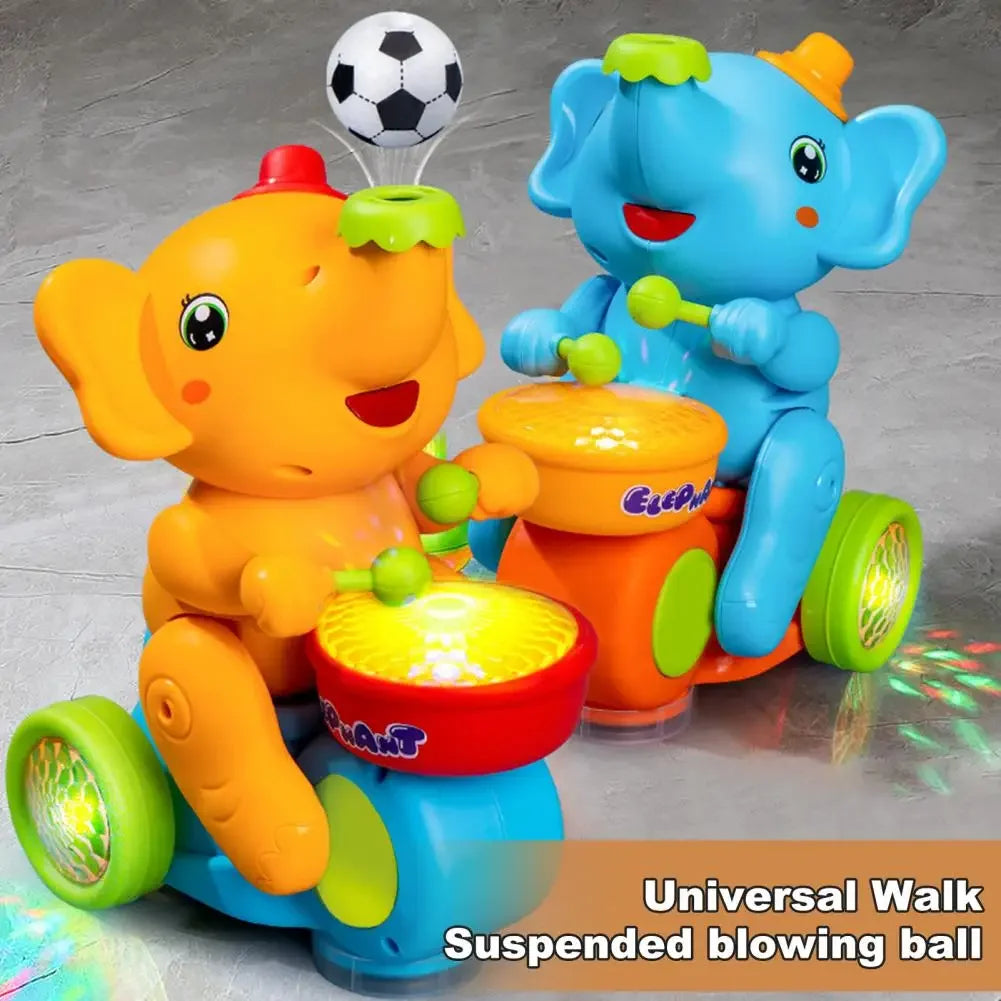 Musical Elephant Drummer Blowing Ball Toy with LED Light Music Sensory Activity