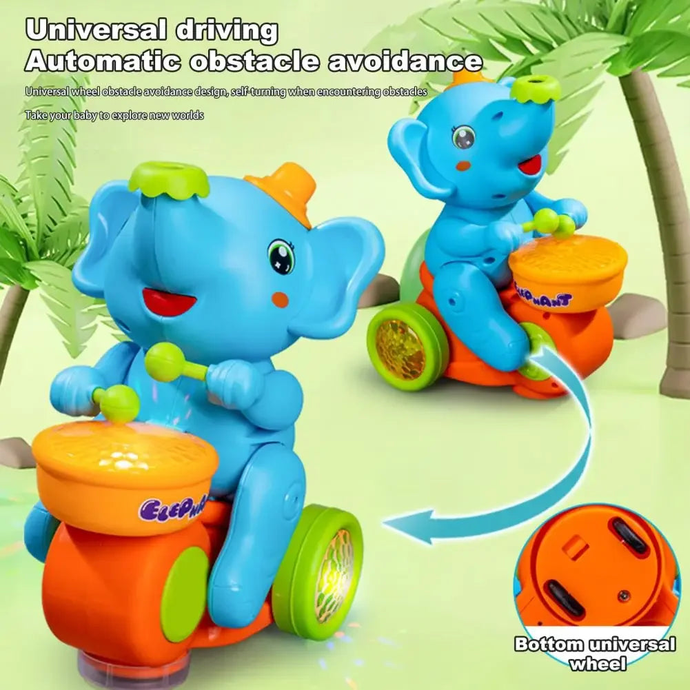 Musical Elephant Drummer Blowing Ball Toy with LED Light Music Sensory Activity