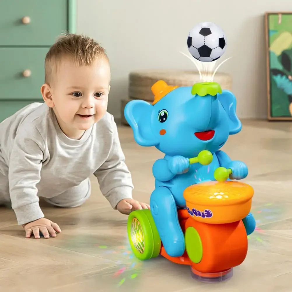 Musical Elephant Drummer Blowing Ball Toy with LED Light Music Sensory Activity
