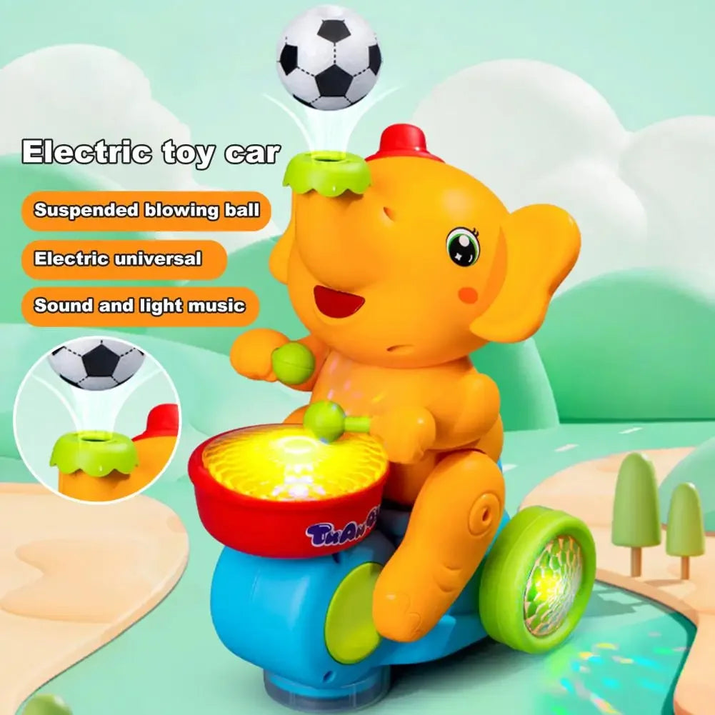 Musical Elephant Drummer Blowing Ball Toy with LED Light Music Sensory Activity