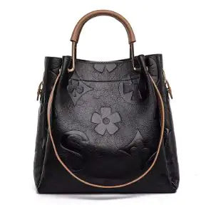 Elegant Floral Embossed Synthetic Leather Satchel Handbag for Women - Adjustable Shoulder Strap, Secure Zipper Closure, Light Brown/Purple/Black - Versatile Work & Casual Purse, Daily Use Accessory, Sophisticated Design, Structured Handbag