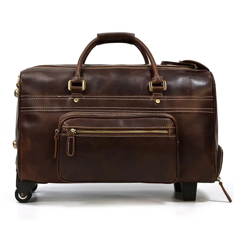 Leather Business Travel Large Capacity rolling Duffel Bag