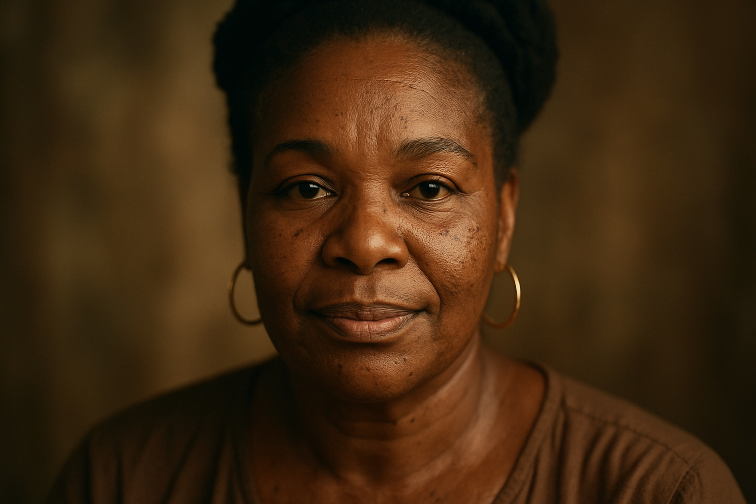 a closeup of a jamaican woman with dry rough skin