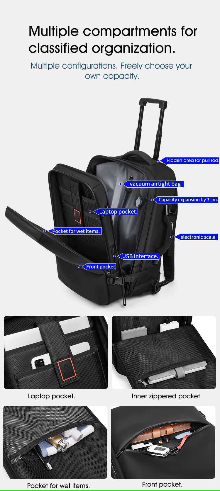 Travel Trolley Vacuum Compression Wheeled Suitcase