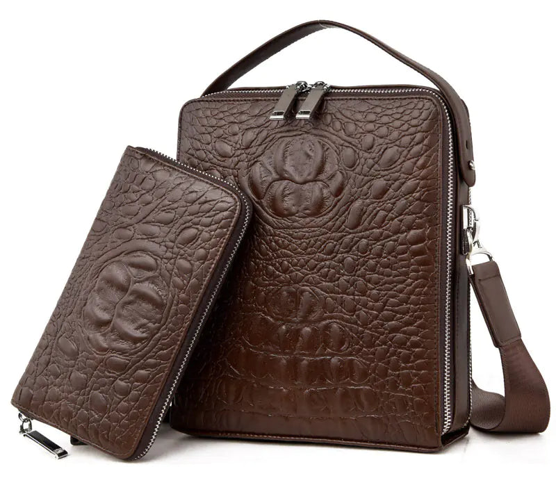 Genuine Leather Crocodile Pattern Handbag
