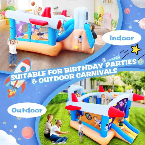 6 In 1 Outdoor Indoor Inflatable For Kids Target Ball Basketball Slide With Blower