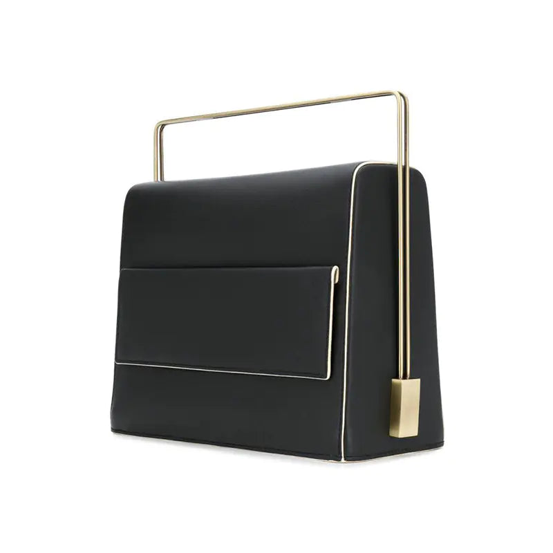 Unisex Genuine Leather Woven Crossbody Bag - Neutral Square Design