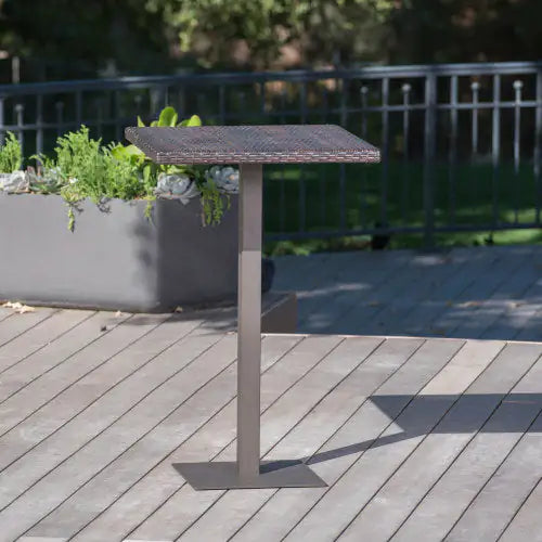 Home Outdoor 26" Wicker Square Bar Table, Multibrown