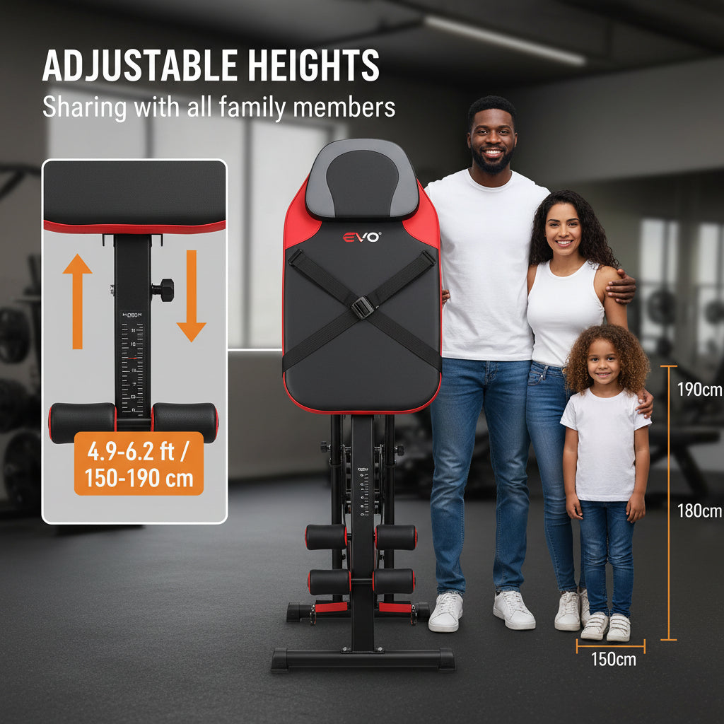 Heavy Duty Inversion Table for Back Pain Relief - 300 lbs Capacity, Foldable Home Gym Equipment with Integrated Security Straps & Comfort Shoulder Rollers