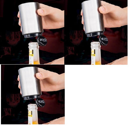Premium Bottle Opener, Stainless Steel Automatic Push Down No Damage Quick to Open Small Portable Bottle Cap Openers for Home Bars Picnic Camping Hiking