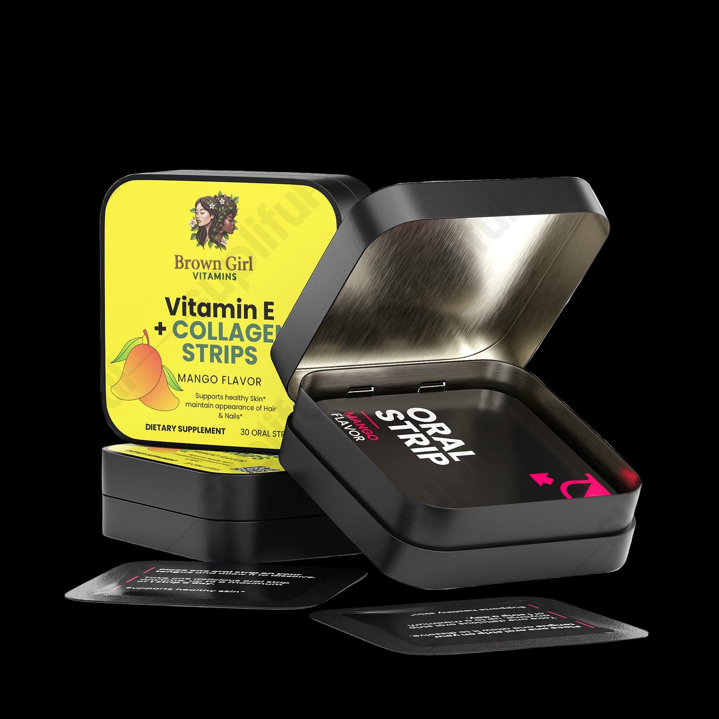 Hair, Nail, & Skin Collagen Strips with Vitamin E | Mango