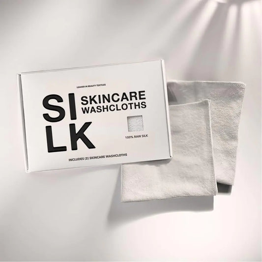 NGHT Silk Exfoliating Washcloth For Face - 100% Raw Silk Face Towel For Women & Men - Quick Drying Face Cloths For Skin & Makeup - Hotel Spa Gym 2-Pack