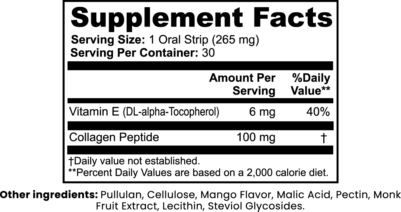 Hair, Nail, & Skin Collagen Strips with Vitamin E | Mango