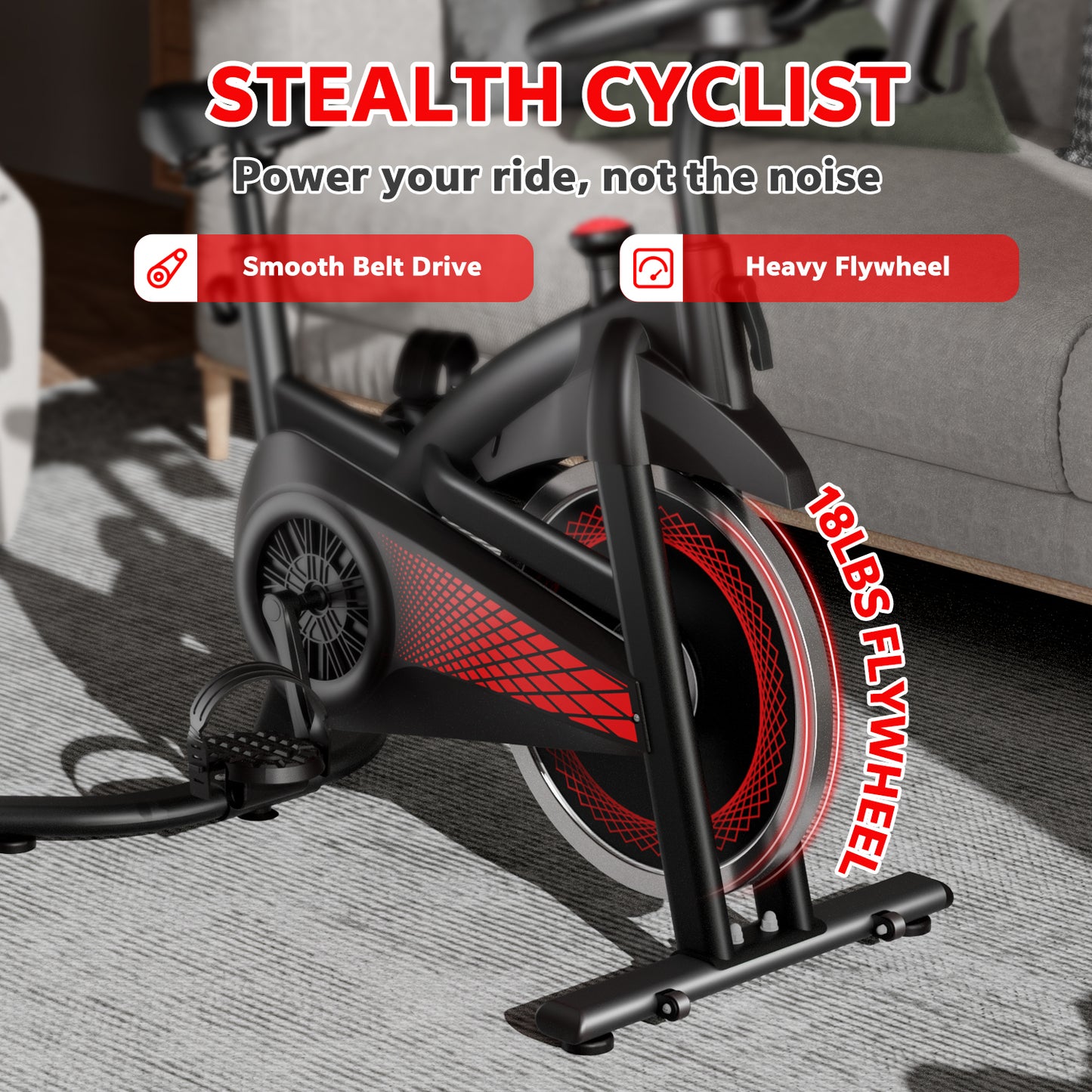 Magnetic Stationary Exercise Bike – 330lbs Weight Capacity Indoor Cycling Bike with Silent Belt Drive, Adjustable Seat & Tablet Holder for Home Cardio
