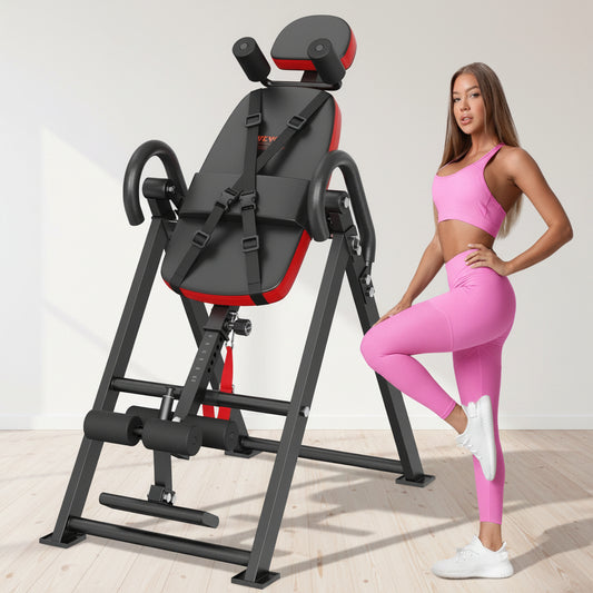 Heavy Duty Inversion Table for Back Pain Relief - 300 lbs Capacity, Foldable Home Gym Equipment with Integrated Security Straps & Comfort Shoulder Rollers