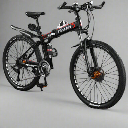 Folding Mountain Bike Foldable/Unfoldable Bike 26 Inch for Adult, 21-Speed Dual Suspension High-Carbon Steel MTB Foldable Bicycle, Dual Disc Brake Folding Bikes for Men Women