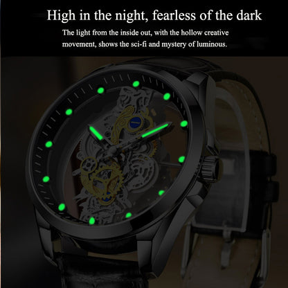 Men Watch Skeleton Automatic Quartz Watch Gold Skeleton Vintage Top Brand Luxury - CJ