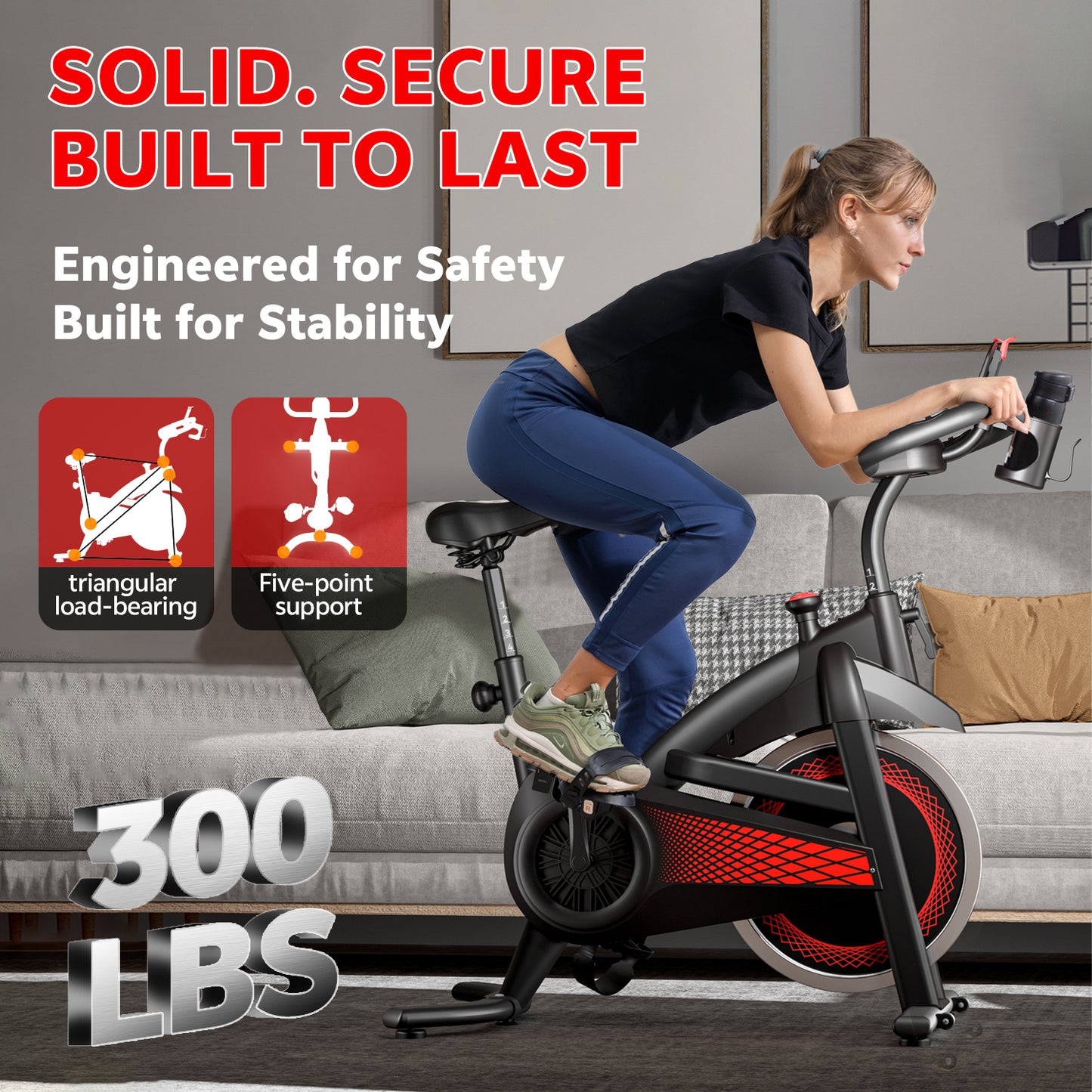 Magnetic Stationary Exercise Bike – 330lbs Weight Capacity Indoor Cycling Bike with Silent Belt Drive, Adjustable Seat & Tablet Holder for Home Cardio