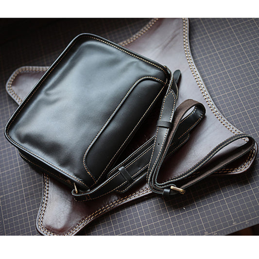 Mens Handmade Leather Casual Shoulder Crossbody Bag