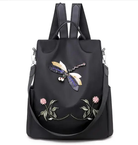 Embroidered Dragonfly Women's Backpack
