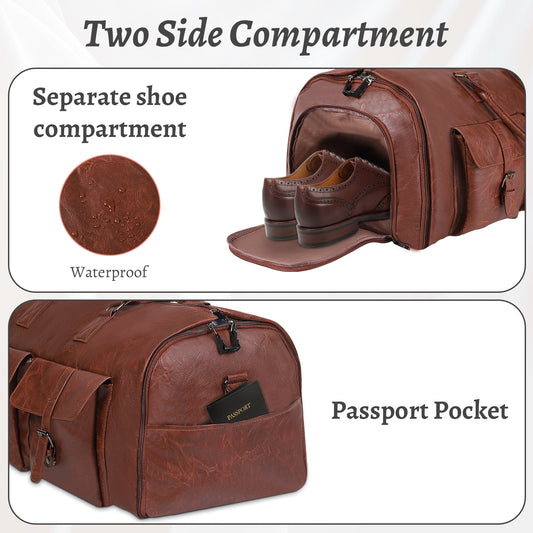 Men's Leather Suit Duffel Travel  Bag