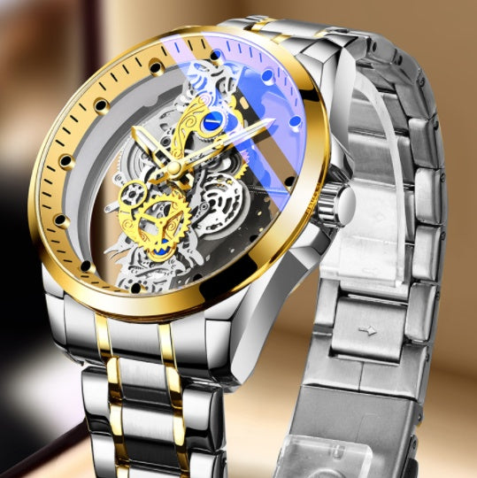 Men Watch Skeleton Automatic Quartz Watch Gold Skeleton Vintage Top Brand Luxury - CJ