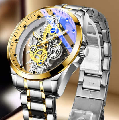 Men Watch Skeleton Automatic Quartz Watch Gold Skeleton Vintage Top Brand Luxury - CJ