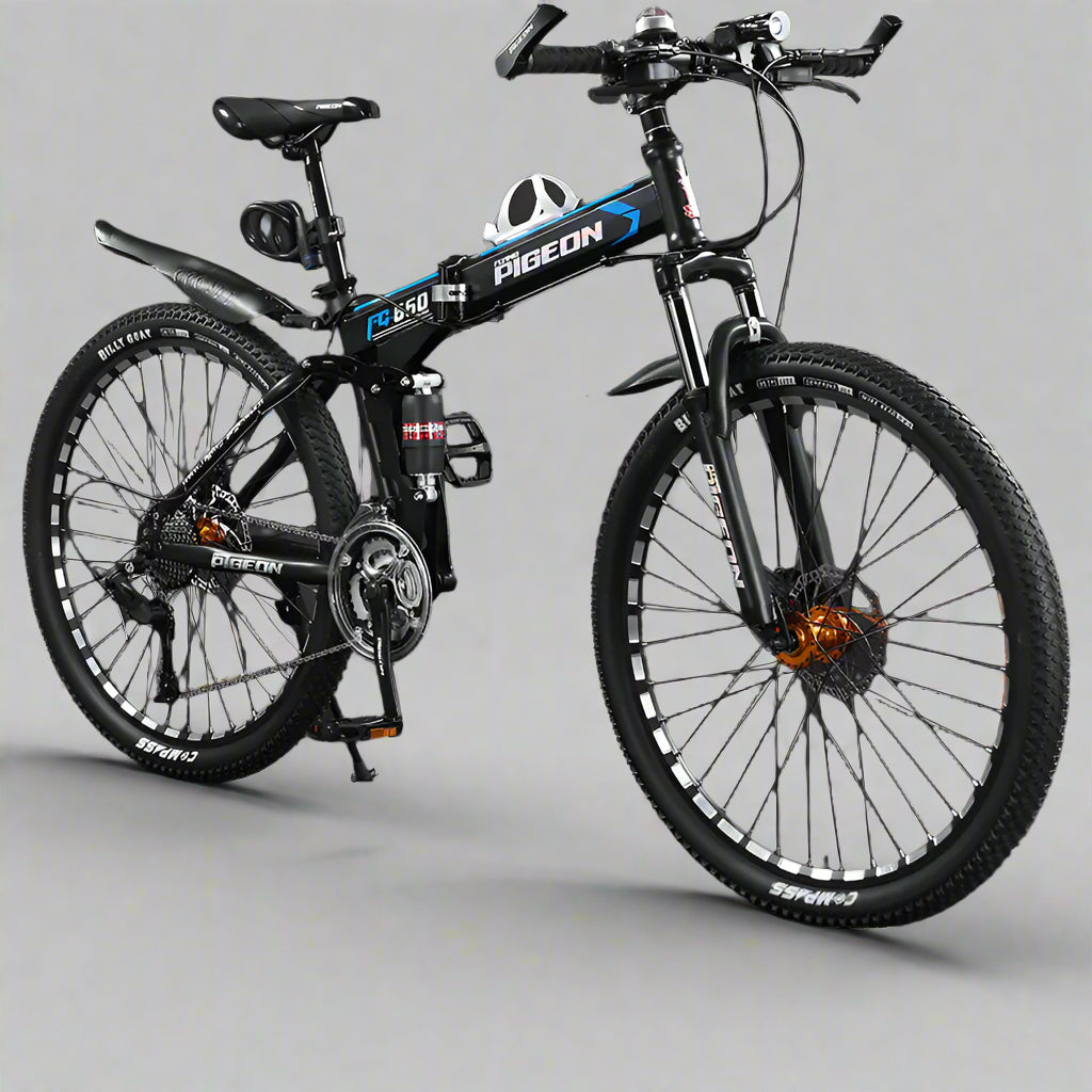 Folding Mountain Bike Foldable/Unfoldable Bike 26 Inch for Adult, 21-Speed Dual Suspension High-Carbon Steel MTB Foldable Bicycle, Dual Disc Brake Folding Bikes for Men Women