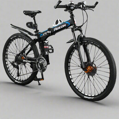 Folding Mountain Bike Foldable/Unfoldable Bike 26 Inch for Adult, 21-Speed Dual Suspension High-Carbon Steel MTB Foldable Bicycle, Dual Disc Brake Folding Bikes for Men Women