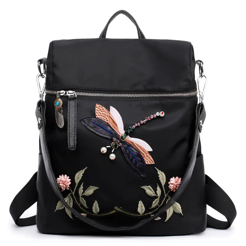 Embroidered Dragonfly Women's Backpack