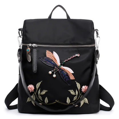 Embroidered Dragonfly Women's Backpack