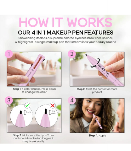 GlamPen 4-in-1 Makeup Pen with Four Colors (Single)