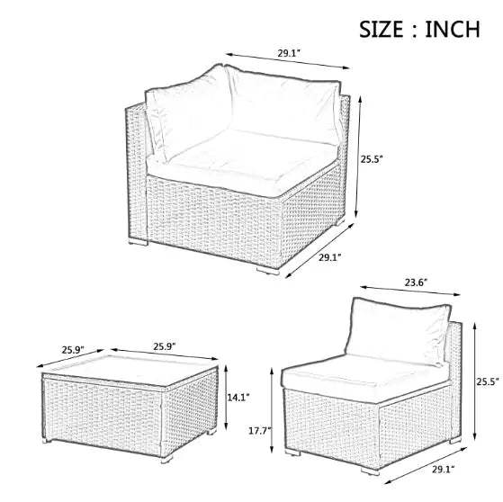 Patio Furniture PE Rattan And Tempered Glass Table