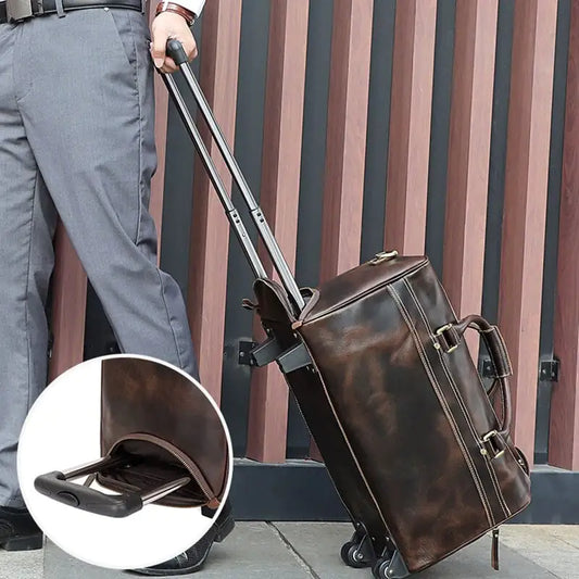 Leather Business Travel Large Capacity rolling Duffel Bag