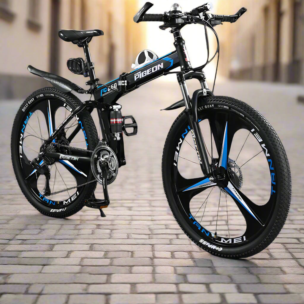 Folding Mountain Bike Foldable/Unfoldable Bike 26 Inch for Adult, 21-Speed Dual Suspension High-Carbon Steel MTB Foldable Bicycle, Dual Disc Brake Folding Bikes for Men Women