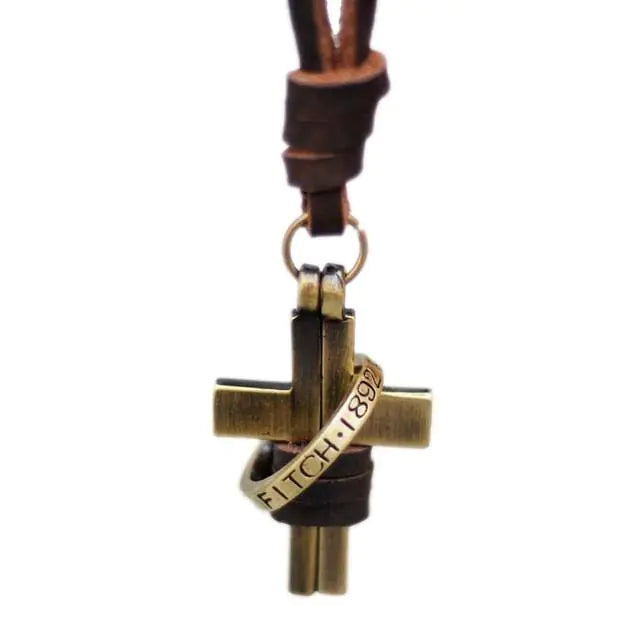Leather Cross Necklace