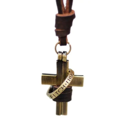 Leather Cross Necklace