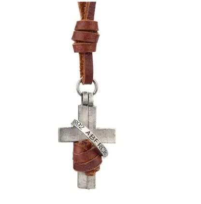 Leather Cross Necklace